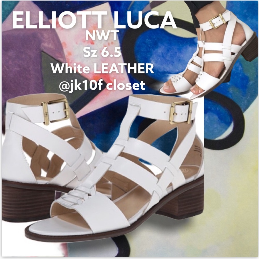 LOWEST🌺 NWT ELLIOTT LUCA Sz 6.5 ALL LEATHER ANKLE STRAP SANDALS